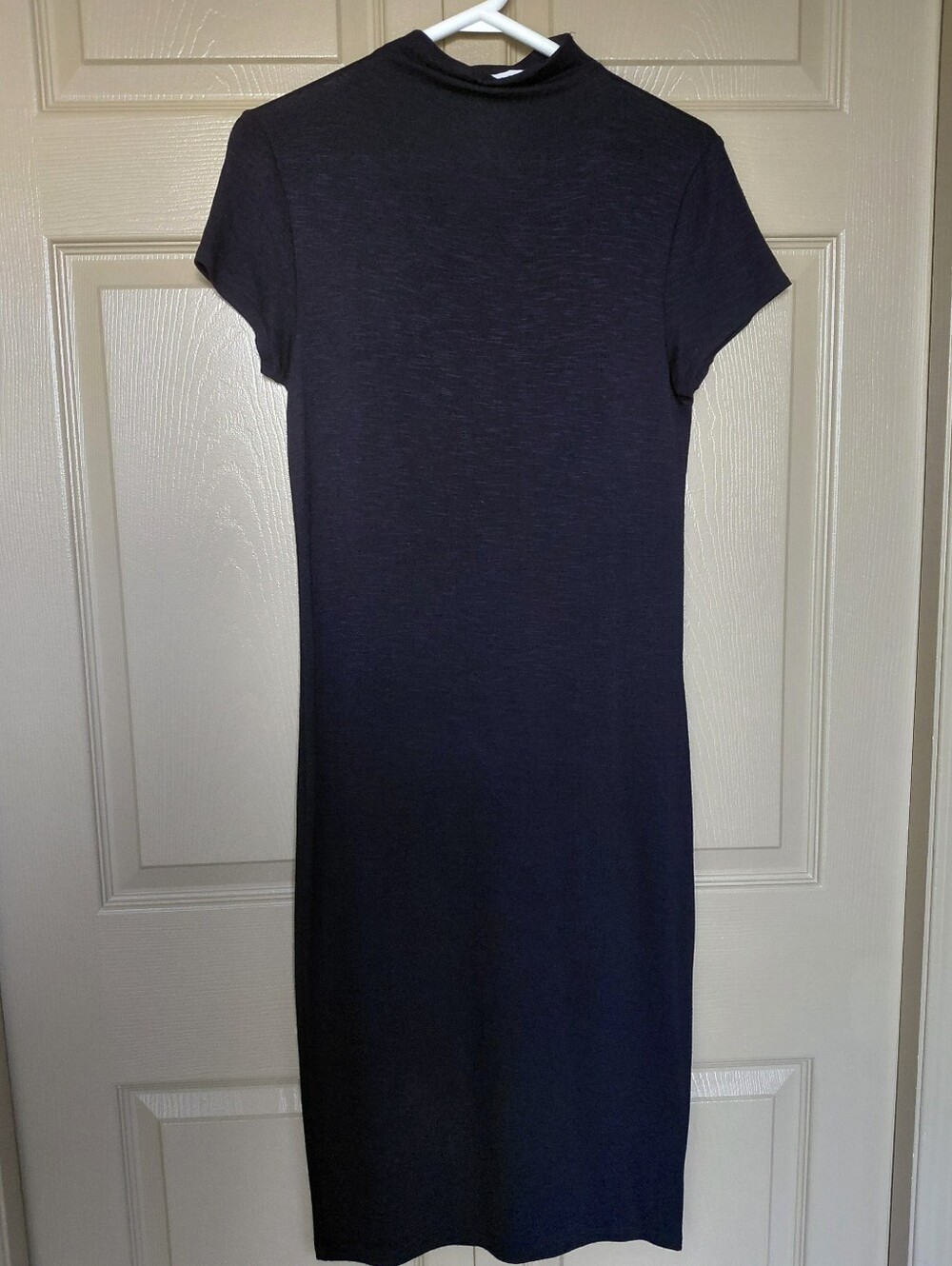 Classic Black Short Sleeve Mock Neck Dress